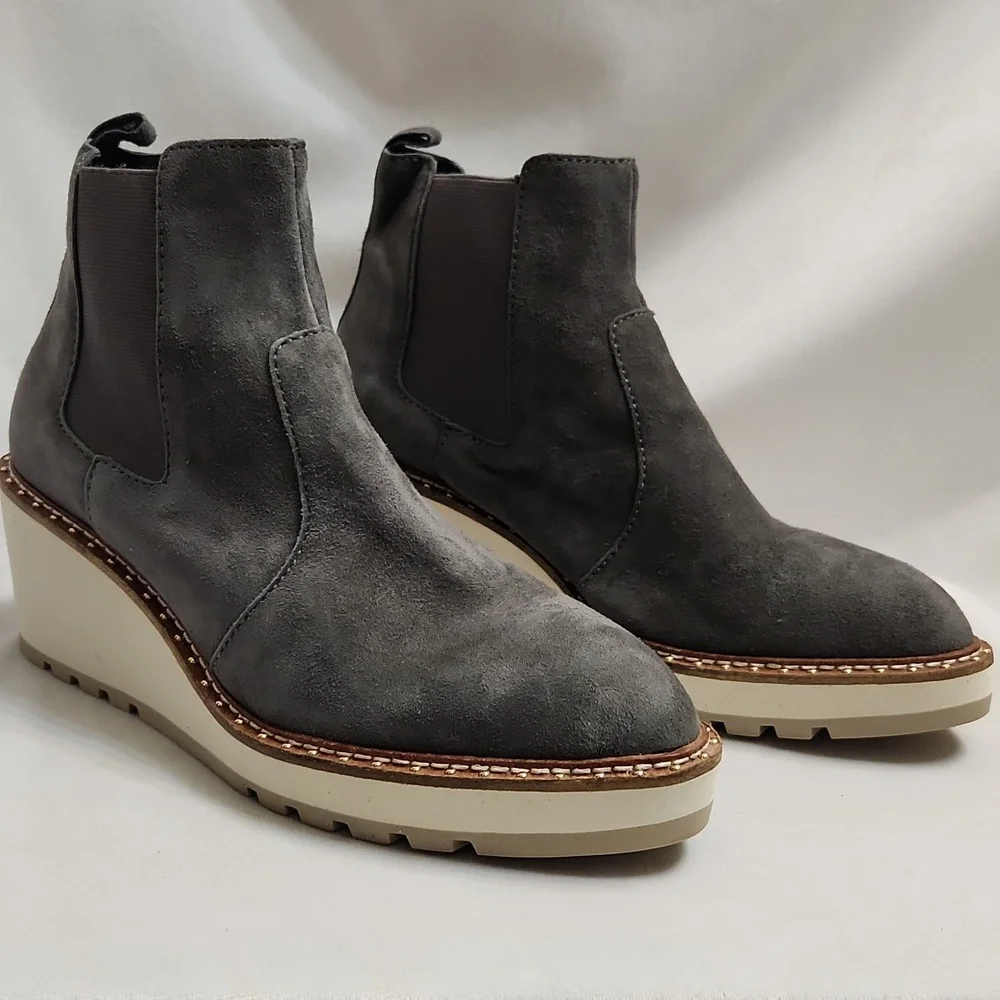 Cecelia New York Gemma Slip-on Suede Low Wedge Ankle Boots (W Size 8.5)
